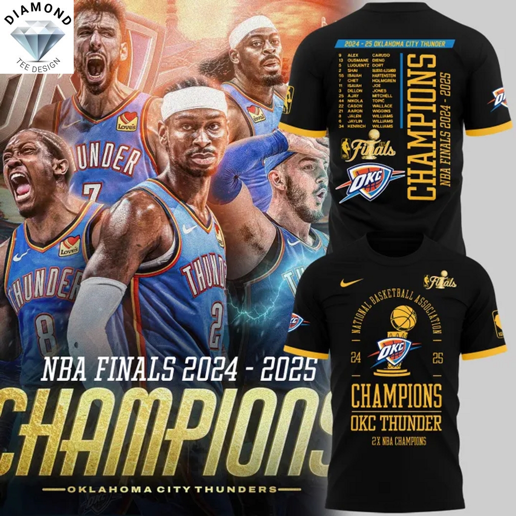 Oklahoma City Thunder Champions 2025 Finals 2X 3D T-Shirt Oklahoma City Thunder Champions 2025 Finals 2X 3D T-Shirt