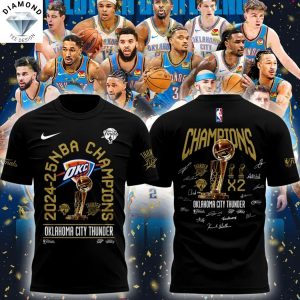 Oklahoma City Thunder Champions 2025 X2 Signature 3D T-Shirt