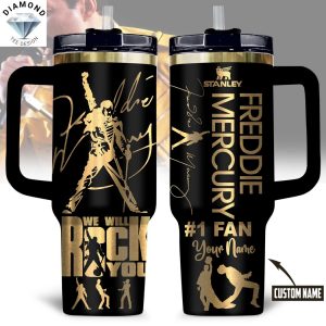 Personalized Freddie Mercury We Will Rock You Tumbler With Handle And Straw
