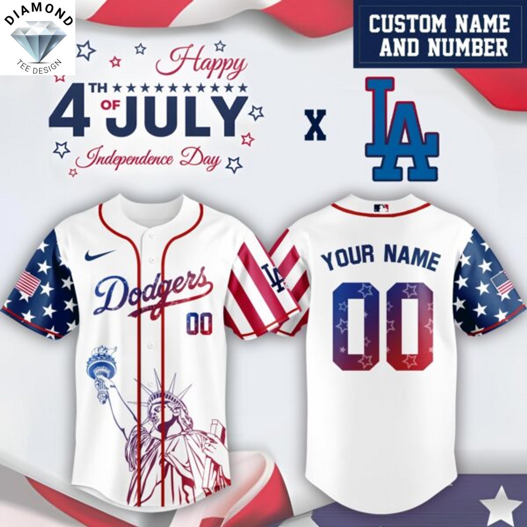 Personalized Los Angeles Dodgers Special Independence Day Baseball Jersey Personalized Los Angeles Dodgers Special Independence Day Baseball Jersey