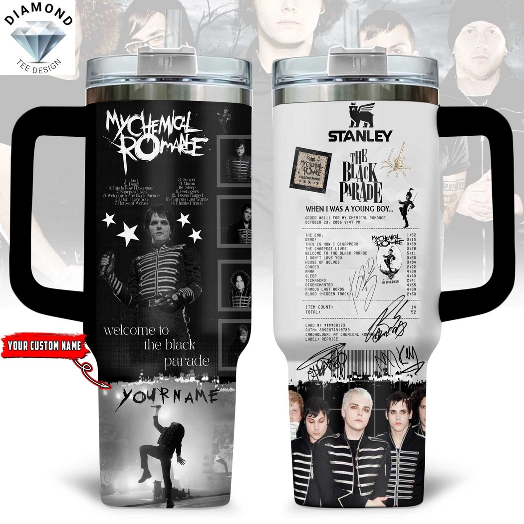 Personalized My Chemical Romance Welcome To The Black Parade Signature Tumbler With Handle And Straw Personalized My Chemical Romance Welcome To The Black Parade Signature Tumbler With Handle And Straw