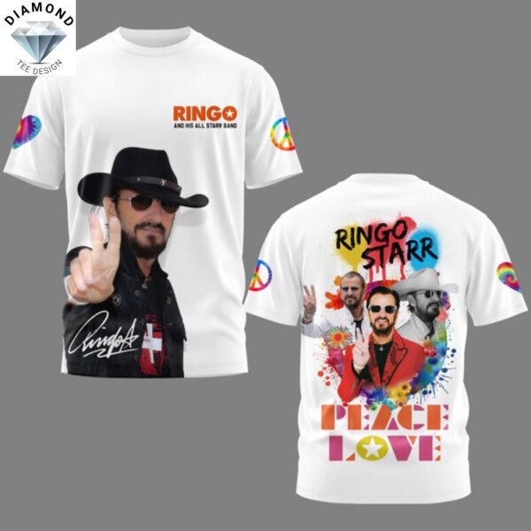 Ringo Starr Peace Love Signature 3D T-Shirt
