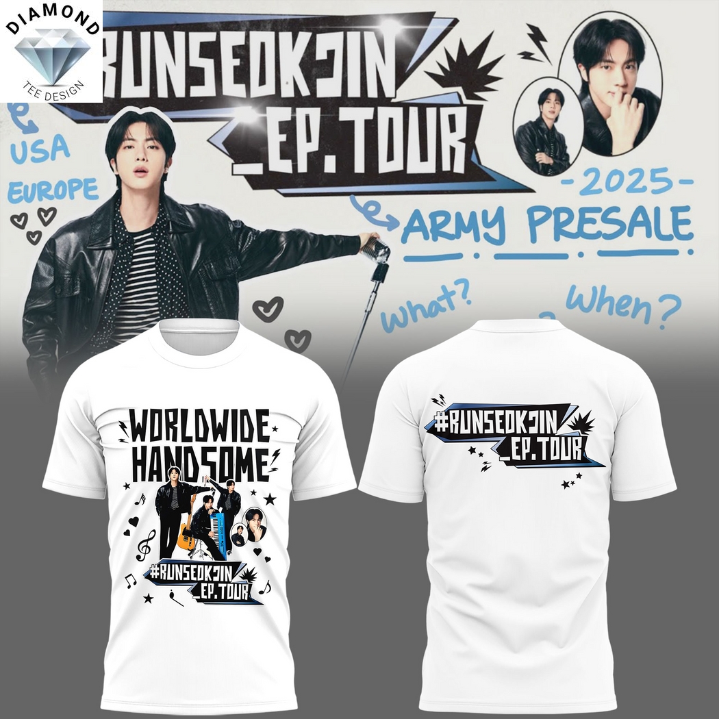Runseokjin EP Tour 2025 Worldwide Handsome 3D T-Shirt - White Runseokjin EP Tour 2025 Worldwide Handsome 3D T-Shirt - White