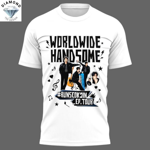 Runseokjin EP Tour 2025 Worldwide Handsome Run Jin BTS The First Tour 3D T-Shirt – White