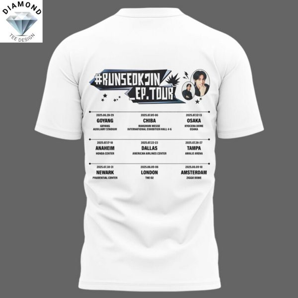 Runseokjin EP Tour 2025 Worldwide Handsome Run Jin BTS The First Tour 3D T-Shirt – White