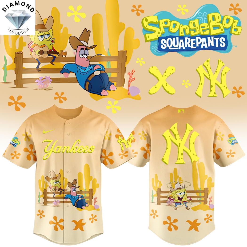 Spongebob Squarepants & New York Yankees Baseball Jersey Spongebob Squarepants & New York Yankees Baseball Jersey