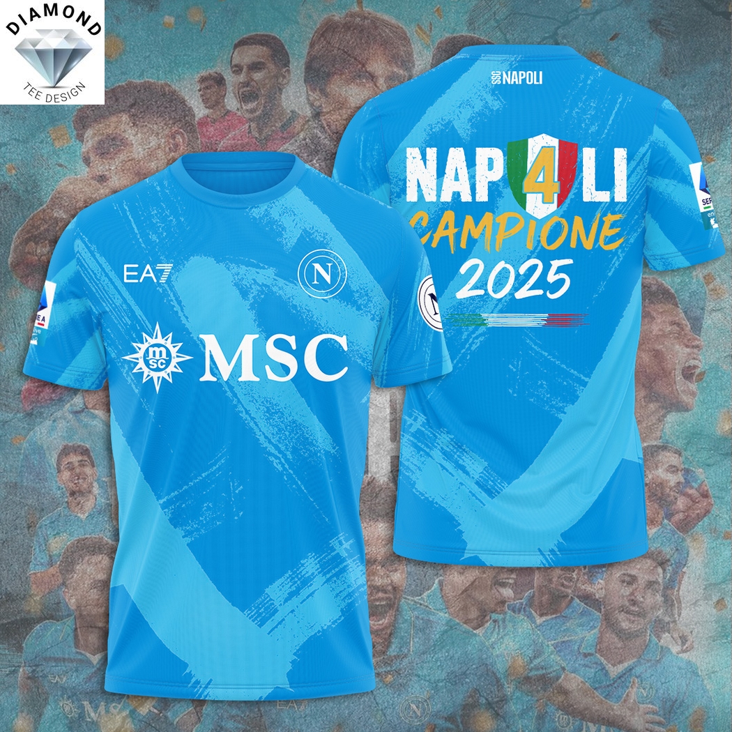 SSC Napoli Campione 2025 3D T-Shirt SSC Napoli Campione 2025 3D T-Shirt