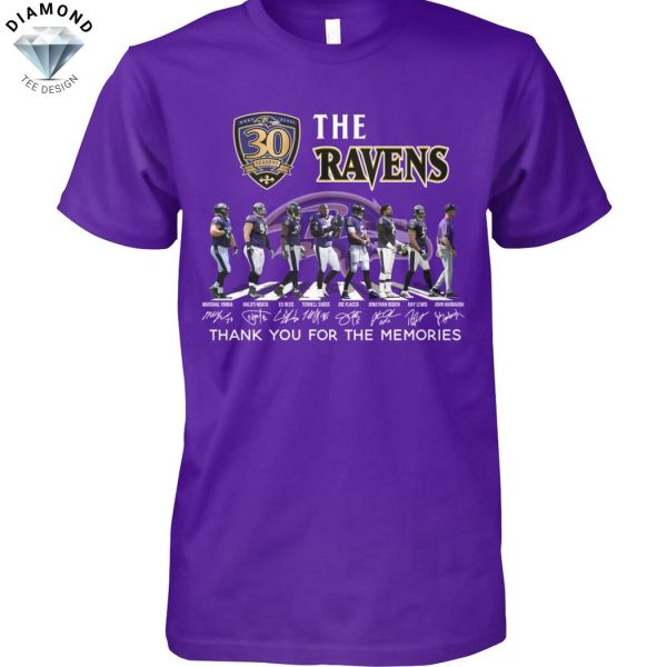The Baltimore Ravens 30 Seasons Signature Thank You For The Memories Unisex T-Shirt