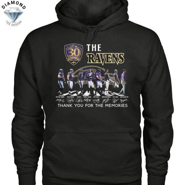 The Baltimore Ravens 30 Seasons Signature Thank You For The Memories Unisex T-Shirt