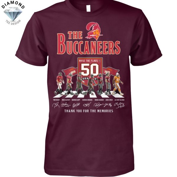 The Tampa Bay Buccaneers 50 Seasons Signature Thank You For The Memories Unisex T-Shirt