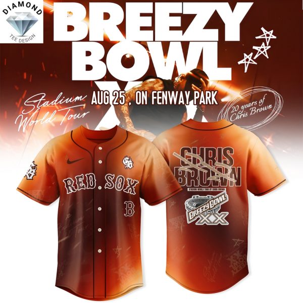 Boston Red Sox x Breezy Bowl XX Tour 2025 Chris Brown Baseball Jersey