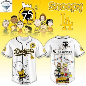 Los Angeles Dodgers Happiness 75 Years Peanuts Baseball Jersey