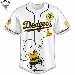 Los Angeles Dodgers Happiness 75 Years Peanuts Baseball Jersey