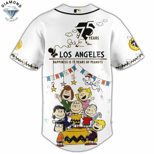 Los Angeles Dodgers Happiness 75 Years Peanuts Baseball Jersey