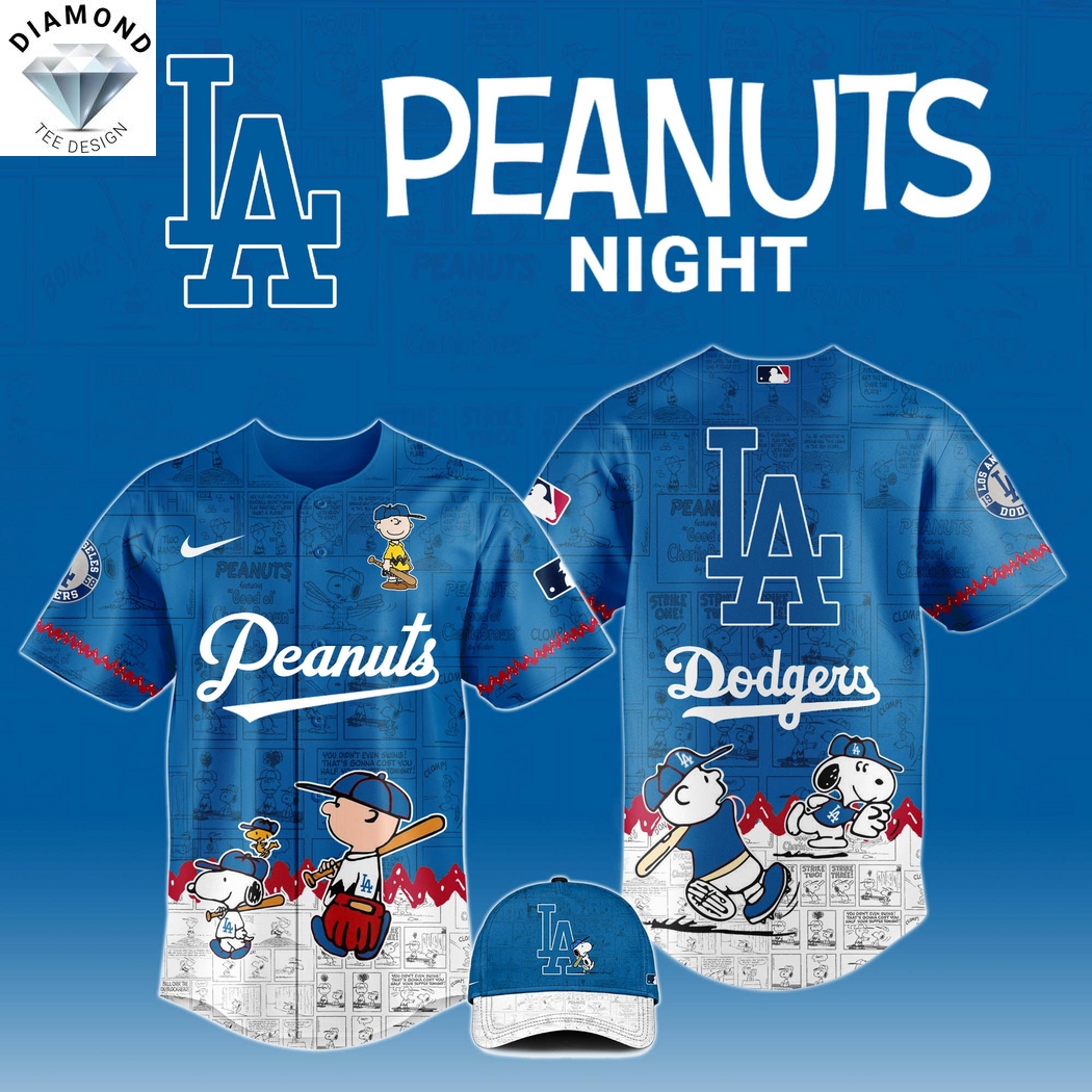 Los Angeles Dodgers PEANUTS 75th Anniversary Baseball Jersey Los Angeles Dodgers PEANUTS 75th Anniversary Baseball Jersey