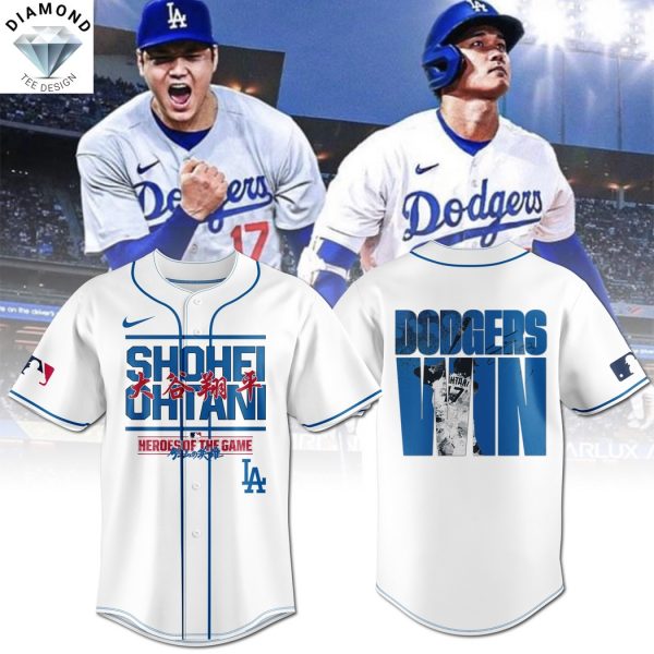 Los Angeles Dodgers Shohei Ohtani Heroes Of The Game Signature Baseball Jersey – White