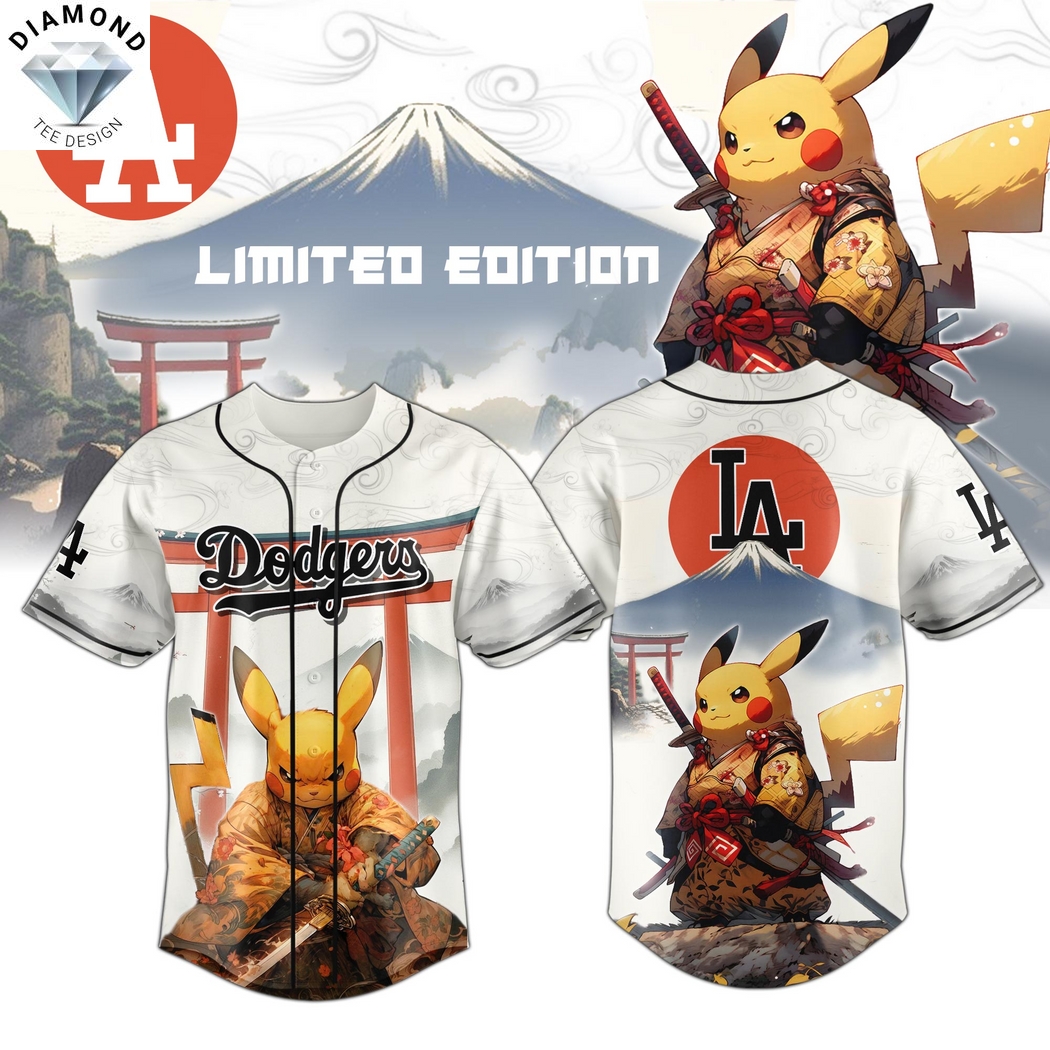 Los Angeles Dodgers x Pikachu Samurai Baseball Jersey Los Angeles Dodgers x Pikachu Samurai Baseball Jersey