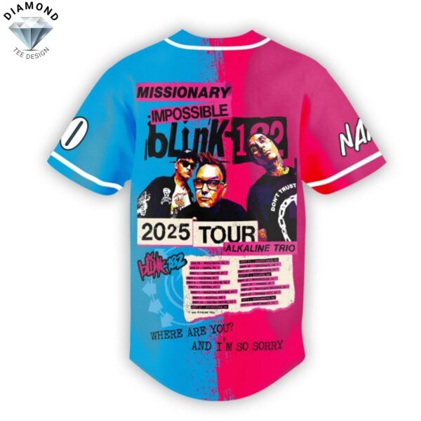 Personalized Blink-182 Missionary Impossible 2025 Tour Baseball Jersey