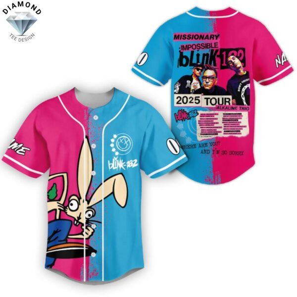 Personalized Blink-182 Missionary Impossible 2025 Tour Baseball Jersey