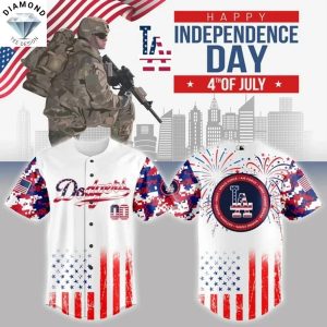 Personalized Los Angeles Dodgers x The 4th of July x Military Baseball Jersey