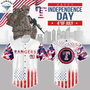 Personalized Texas Rangers x The 4th of July x Military Baseball Jersey