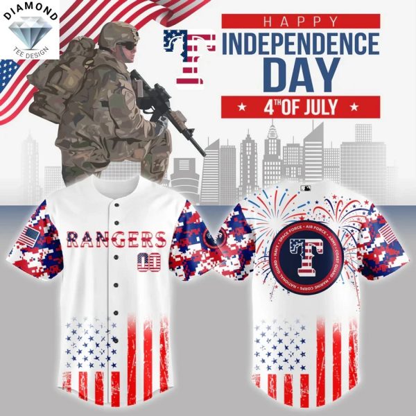 Personalized Texas Rangers x The 4th of July x Military Baseball Jersey